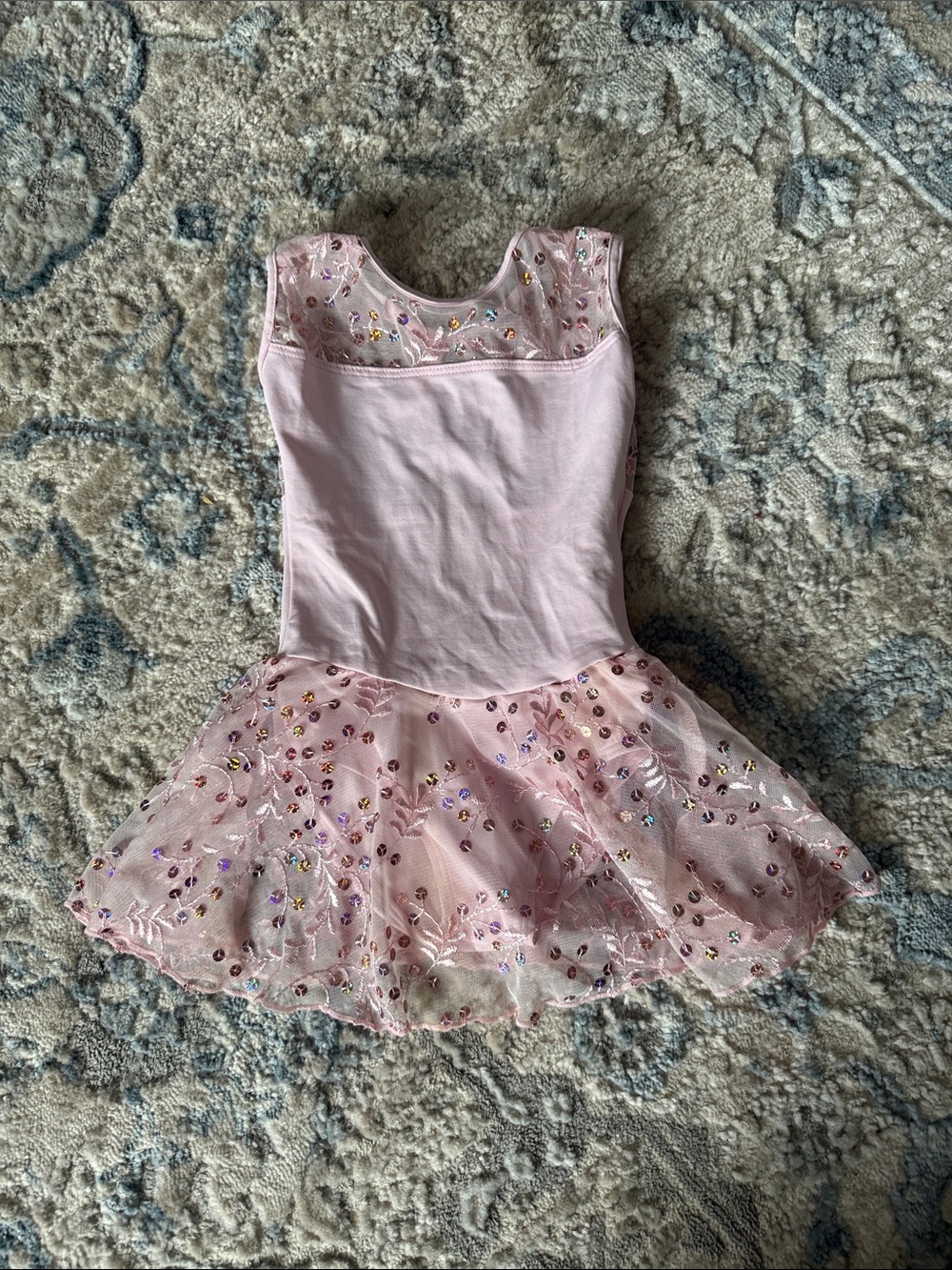 Girls' Light Pink Sequin Tulle Dance Dress